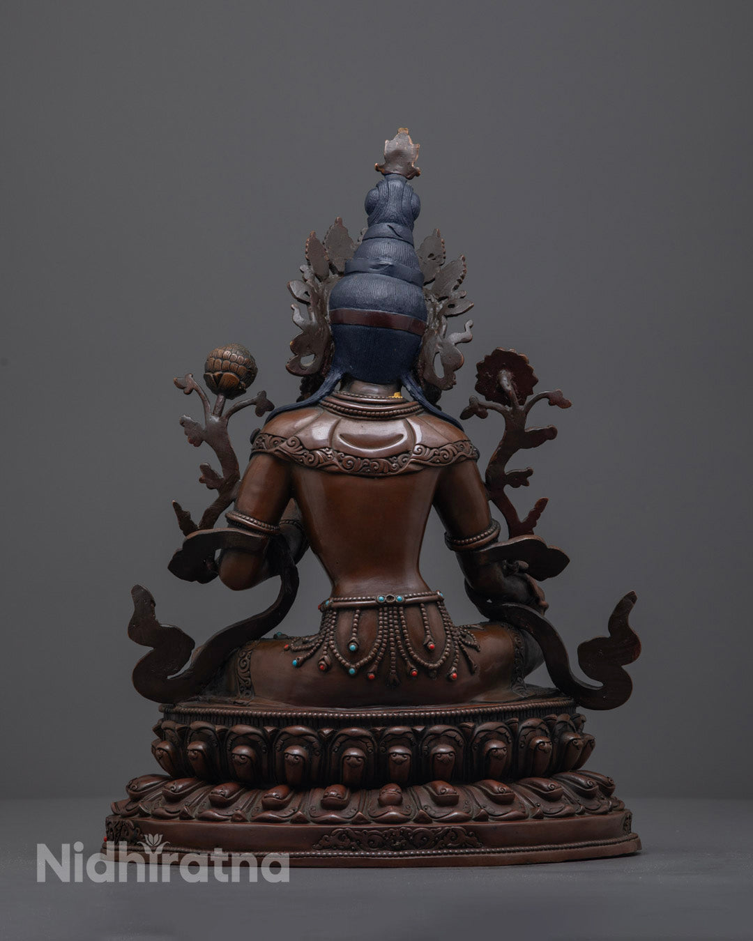 Handcrafted Oxidized Green Tara Statue | Traditional Himalayan Craft