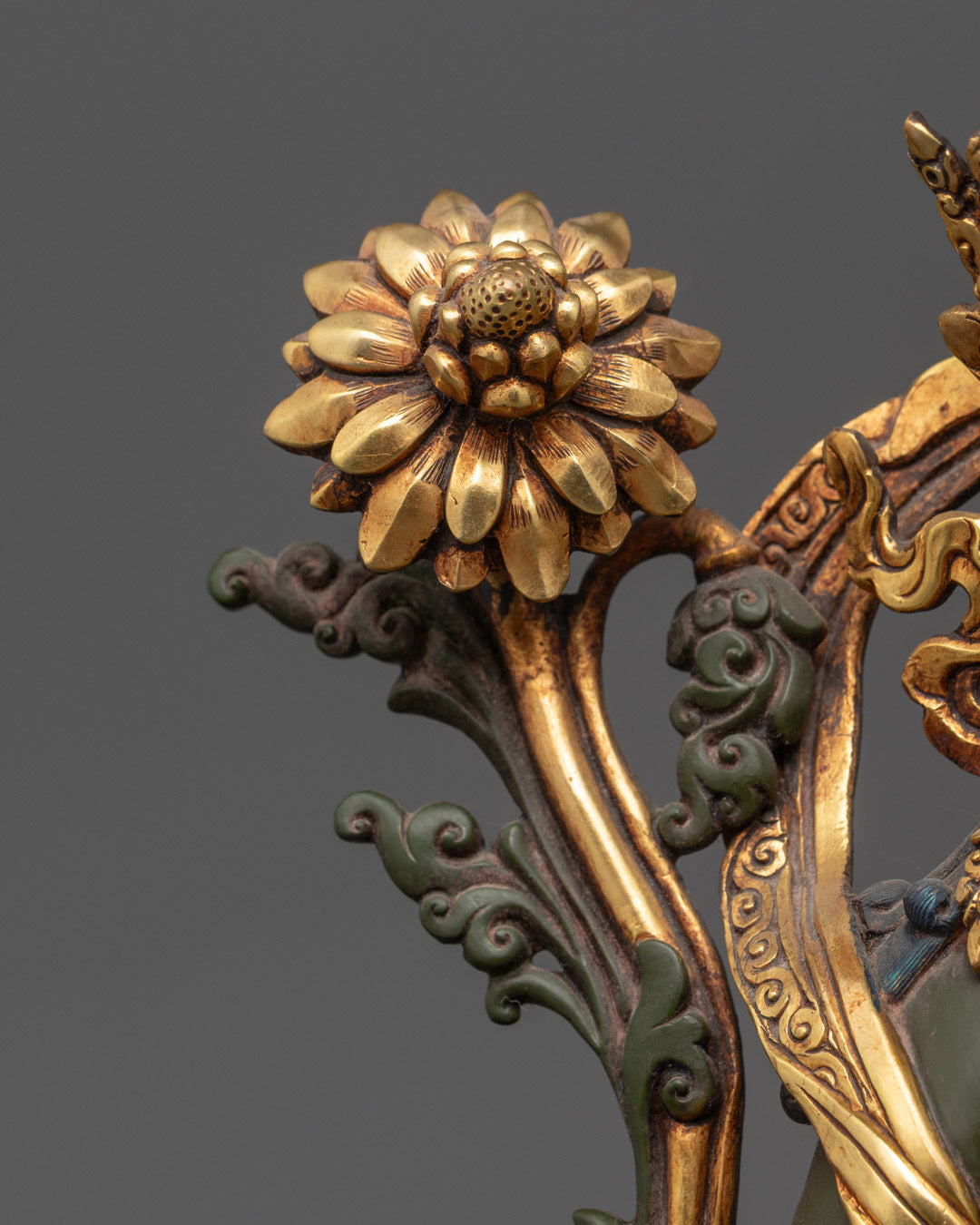 Colored Green Tara Sculpture | Tibetan Sacred Art