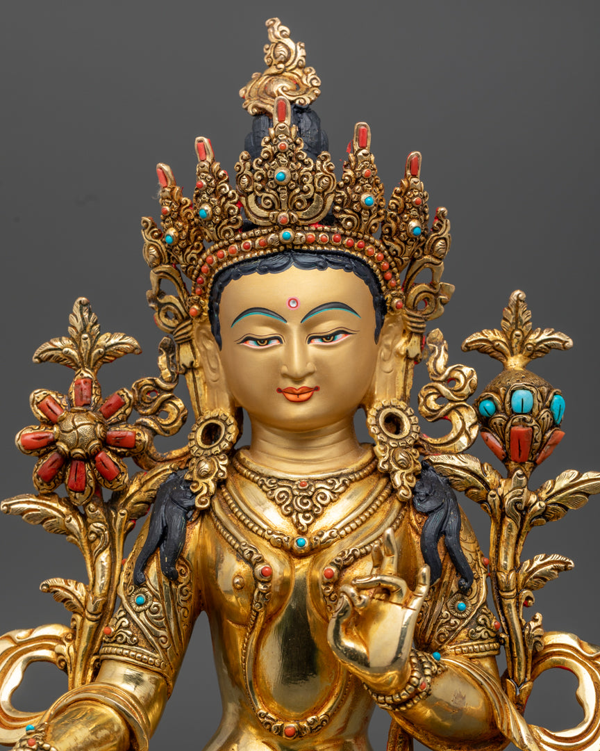 Green Tara Statue | Handmade Tibetan Art for Spiritual Practice