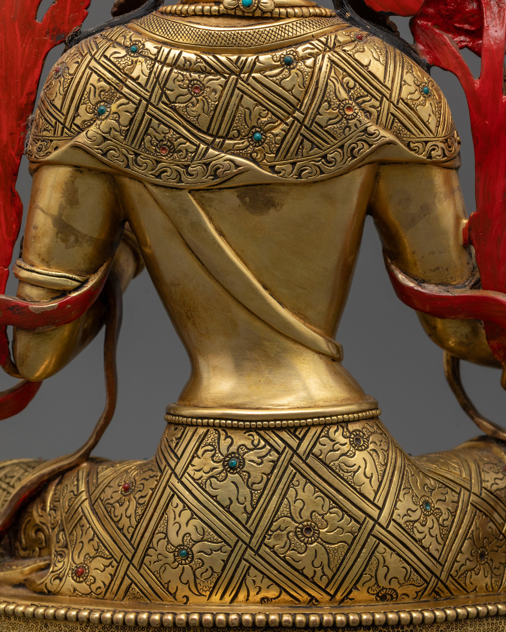 24k Gold Gilded Green Tara Statue | Handmade Copper Statue