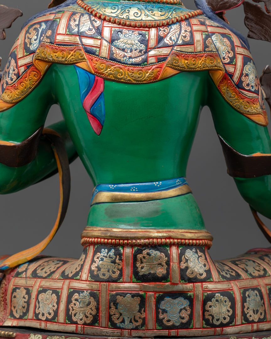 Colored Green Tara Statue: Symbol of Buddhist Compassion