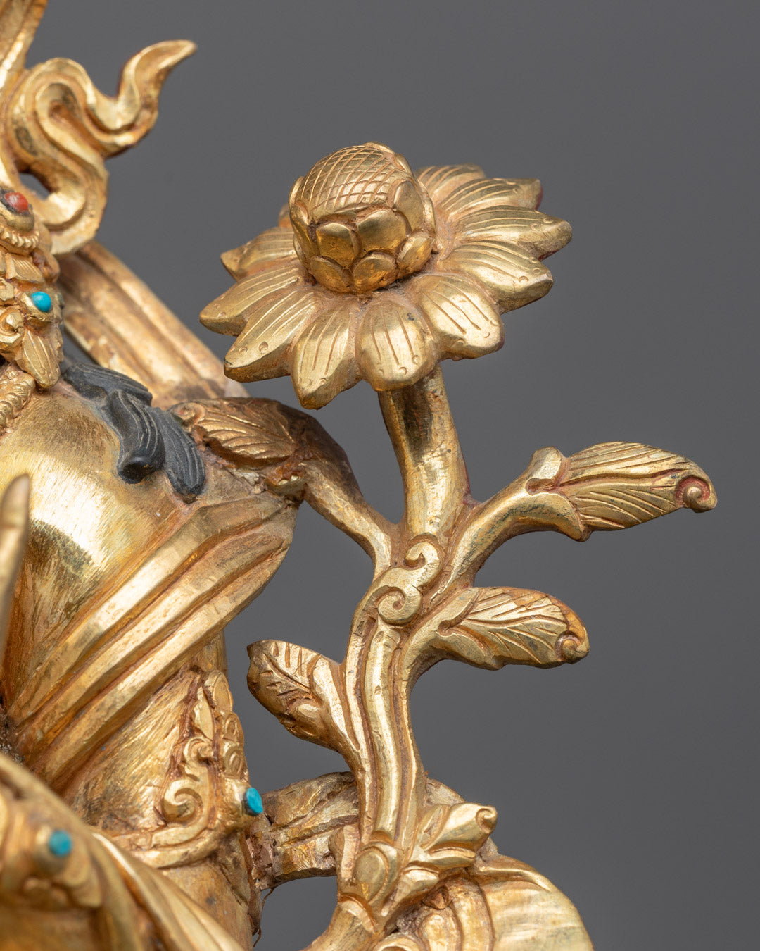 Green Tara Sculpture | Gold Body Buddhist Goddess