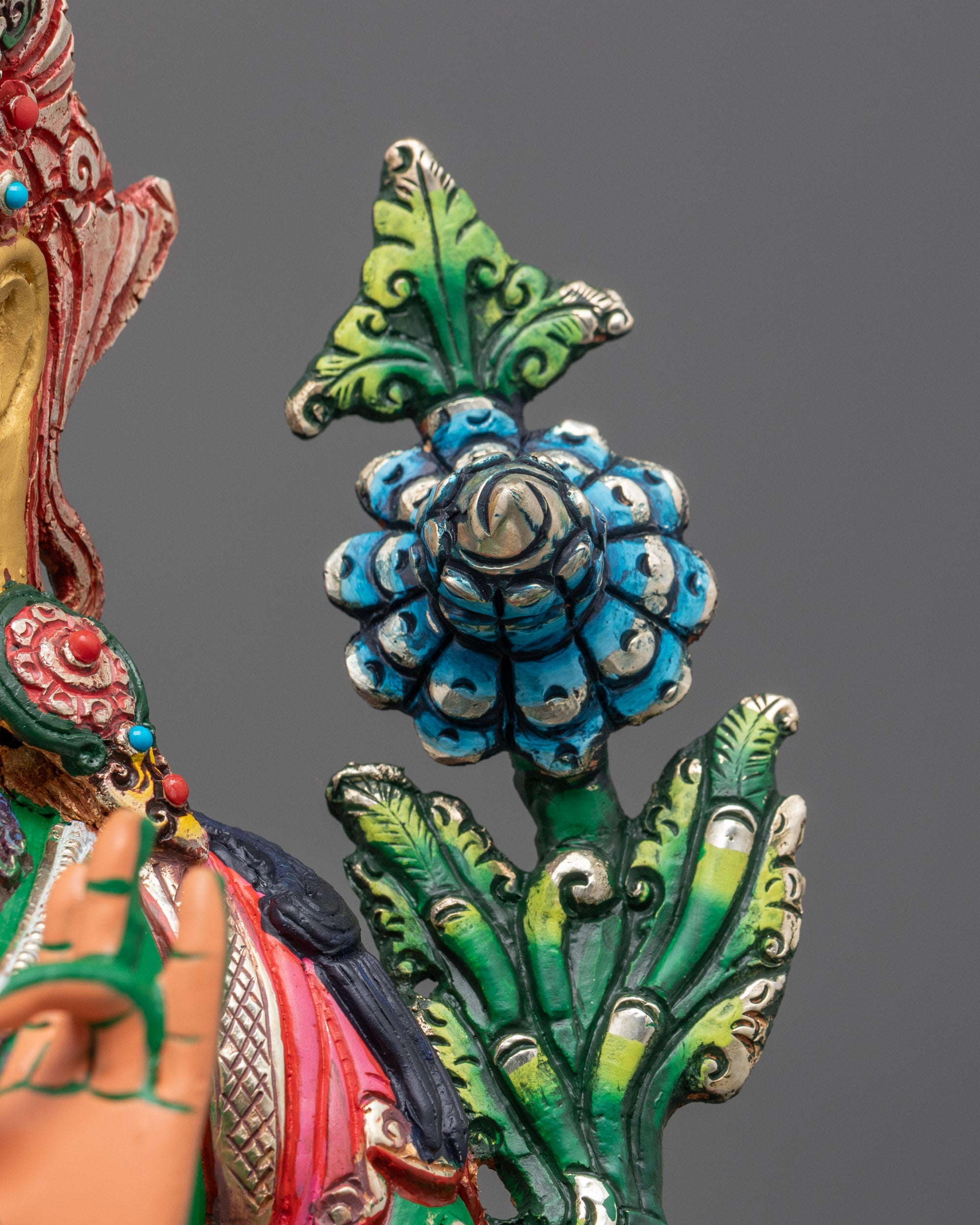 Colored Green Tara Buddhist Statue | Traditional Handcrafted Sculpture