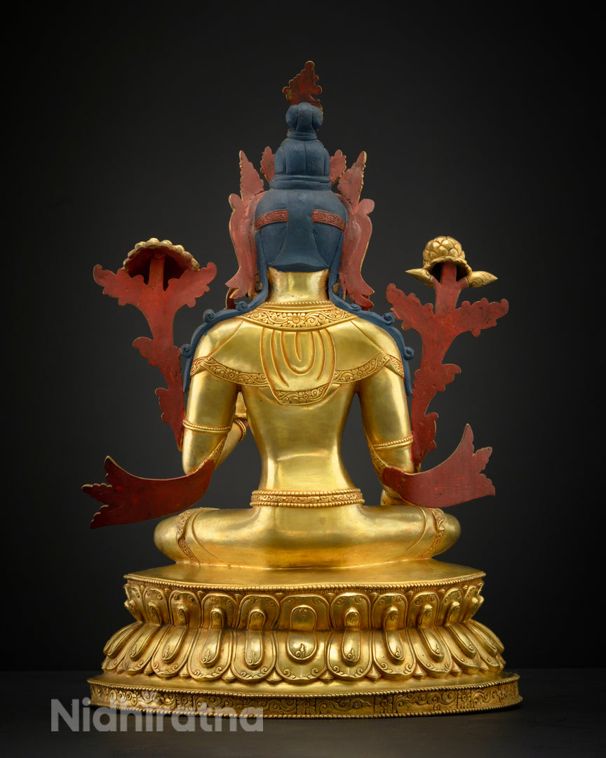 Green Tara Statue | Buddhist Hand-Carved Art