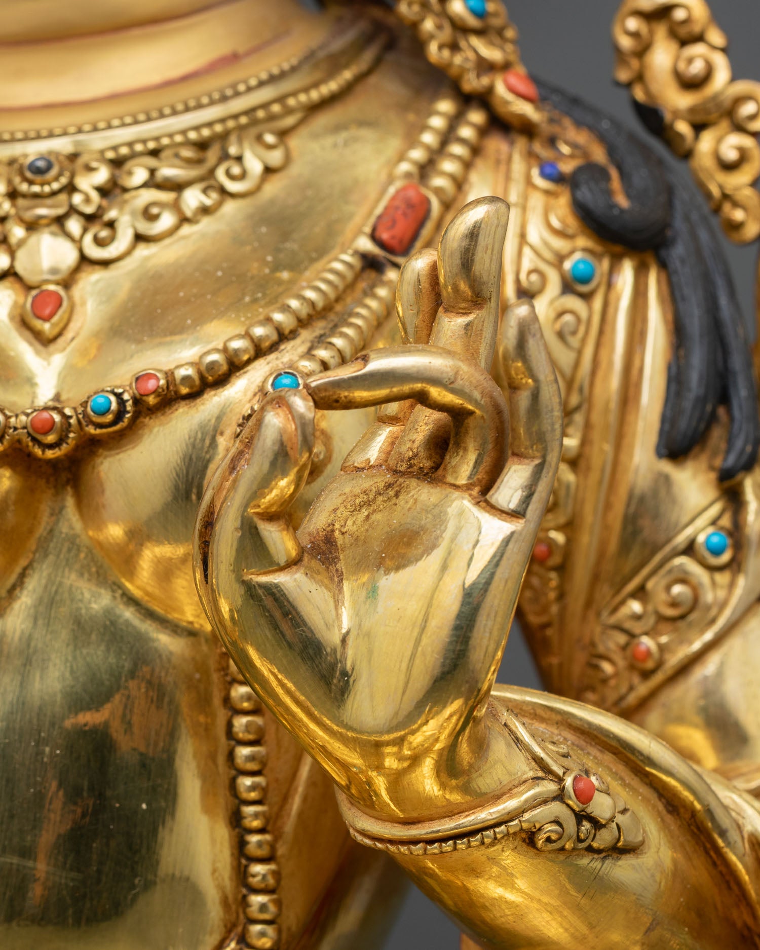 Buddhist Green Tara – Gold Gilded Copper Statue from Nepal