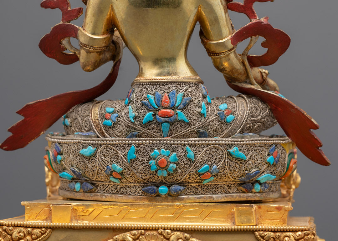 Green Tara Sculpture | Gold Body Buddhist Goddess