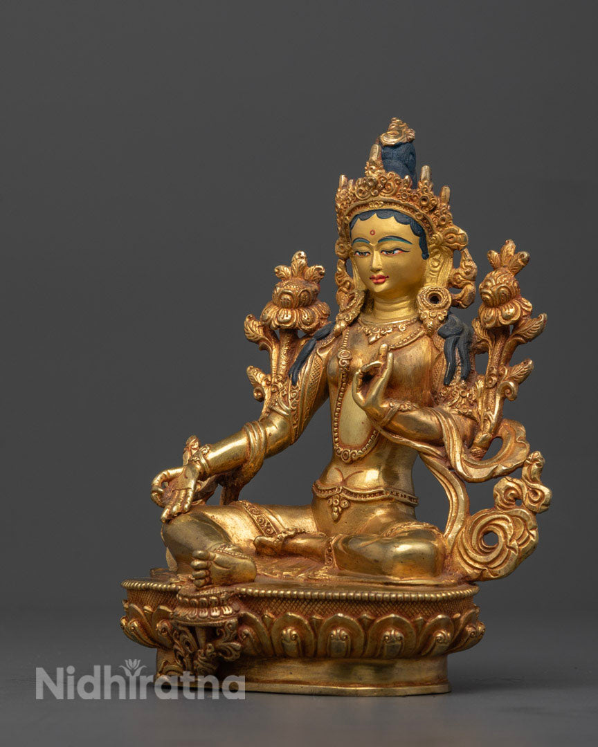Tibetan Buddhist Green Tara Statue | Female Buddha Statue