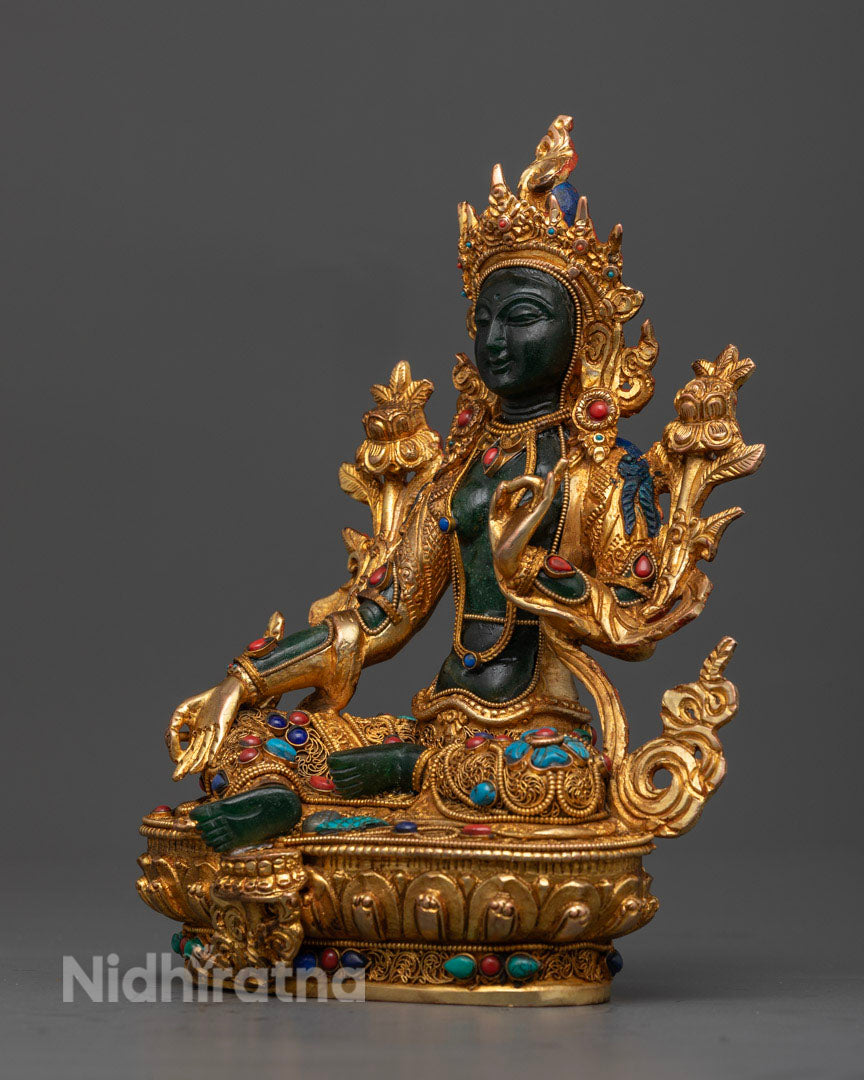 Green Stone Arya Tara Statue | Mother Tara