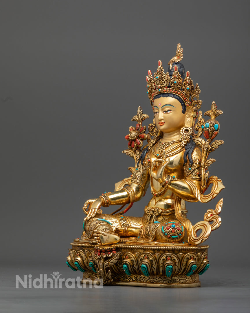 Green Tara Statue | Handmade Tibetan Art for Spiritual Practice