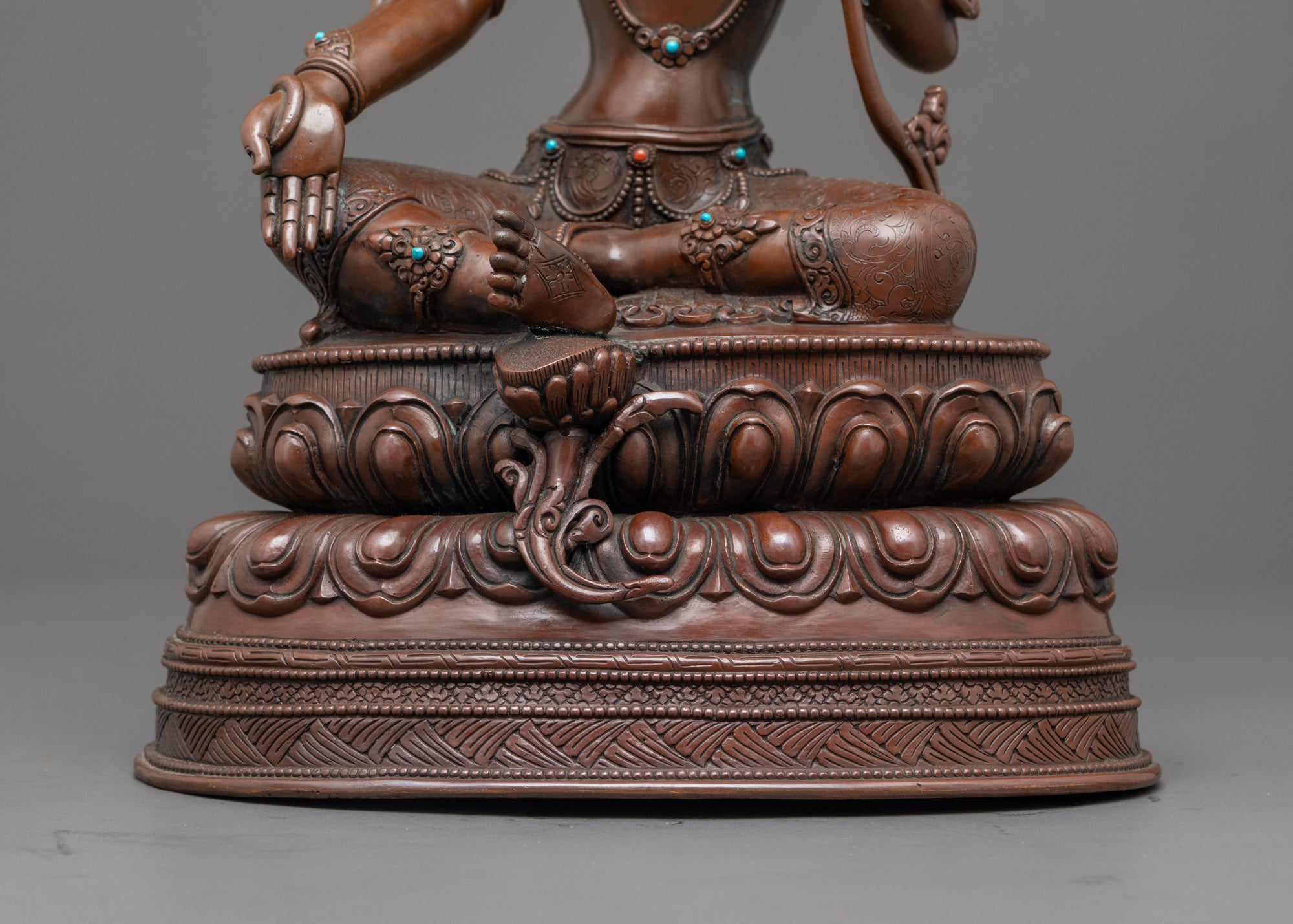 Goddess Oxidized Green Tara Statue | Handmade Syamatara Figurine