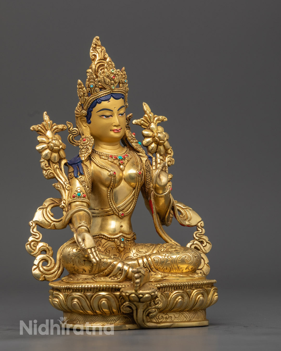 Sacred Green Tara Statue | Handmade Buddhist Goddess
