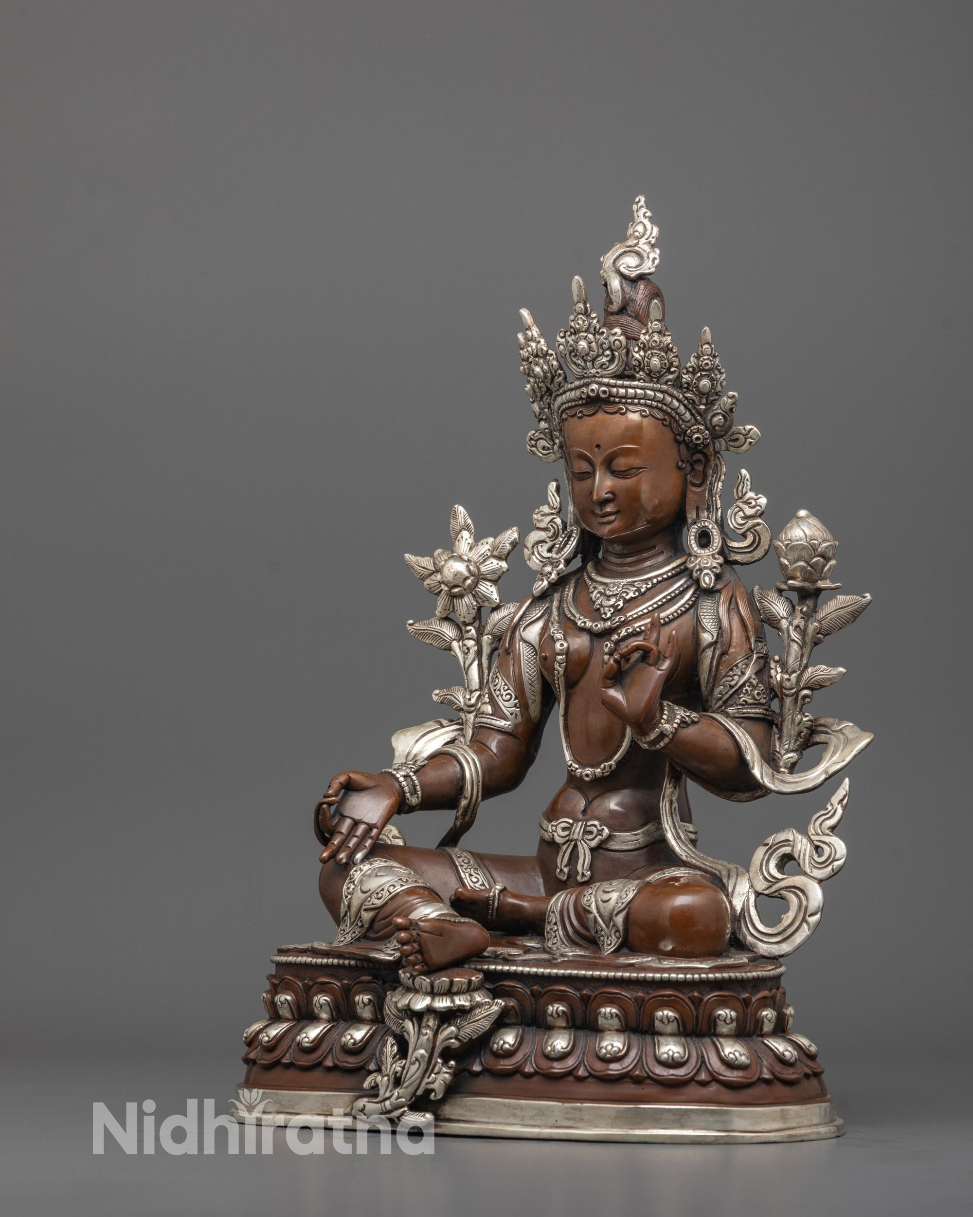 Sacred Green Tara Statue | Oxidized Buddhist Goddess Idol