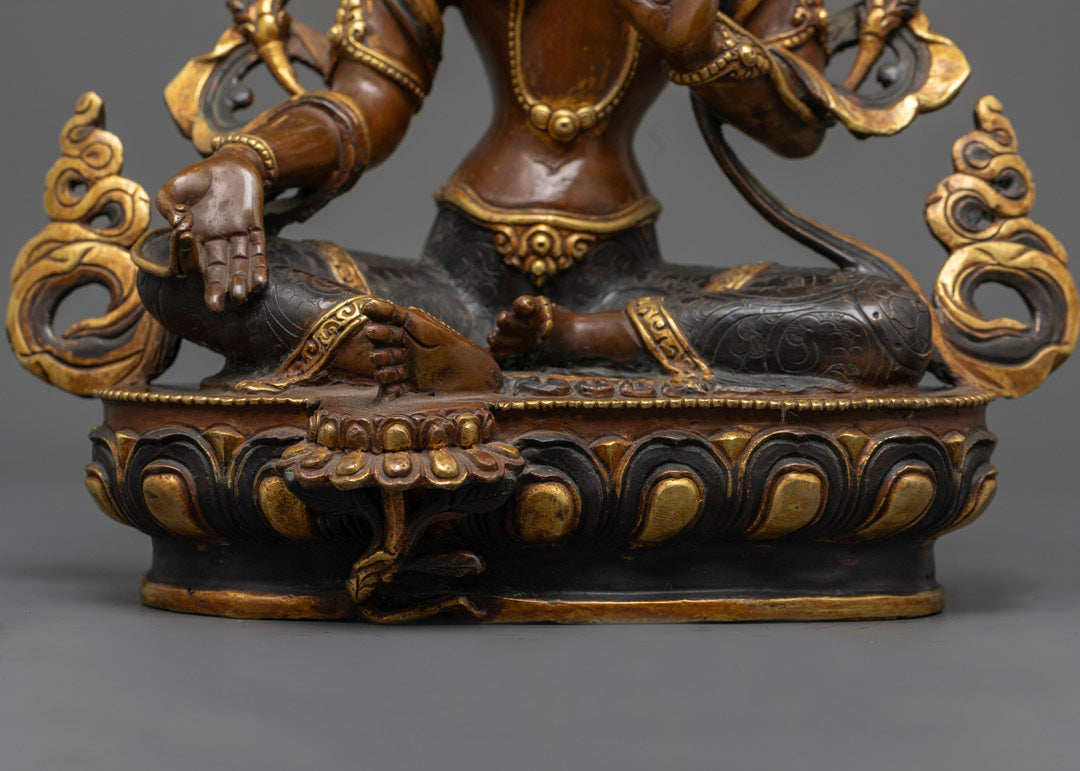 Buy Oxidized Copper Green Tara Statue | Traditional Artisan Craft