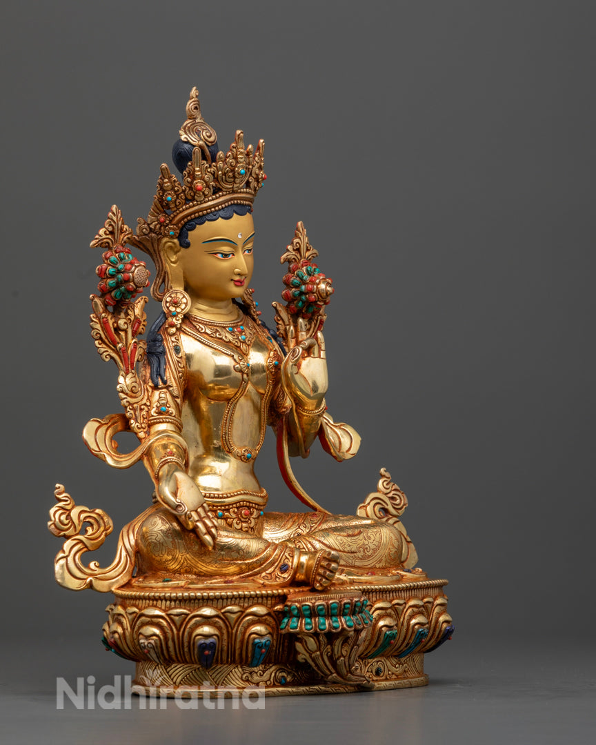 Divine Green Tara Statue | Handcrafted Tibetan Buddhist Deity