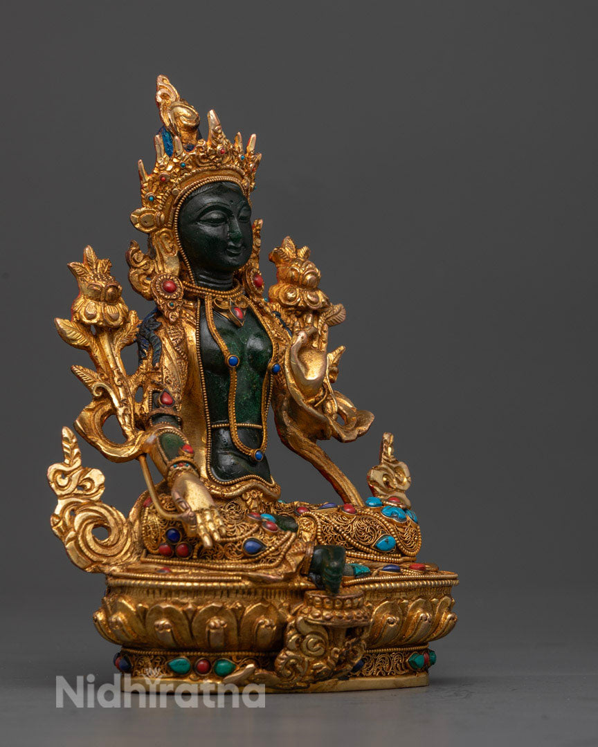 Green Stone Arya Tara Statue | Mother Tara