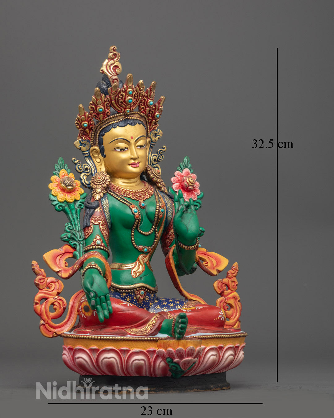 Beautifully Colored Green Tara Statue