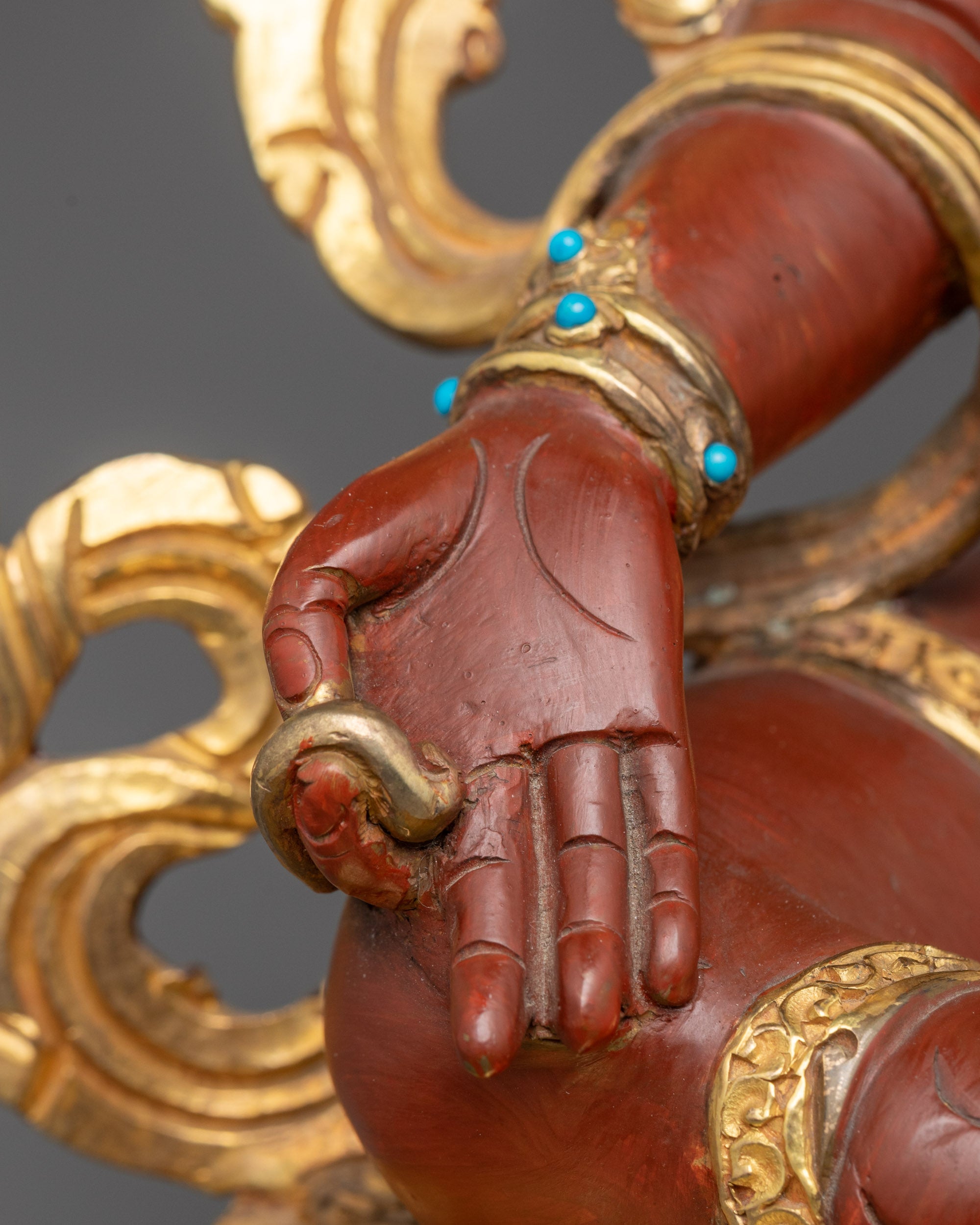 Fire Gold Gilded Green Tara Sculpture | Protective Goddess