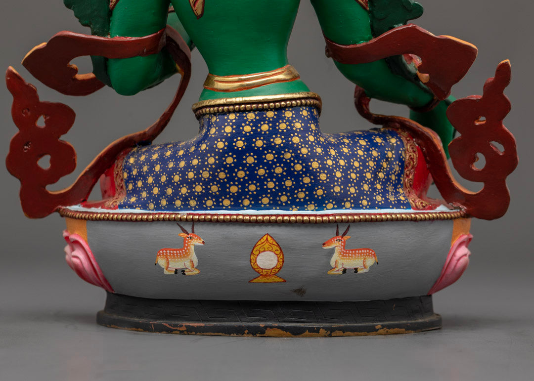 Beautifully Colored Green Tara Statue