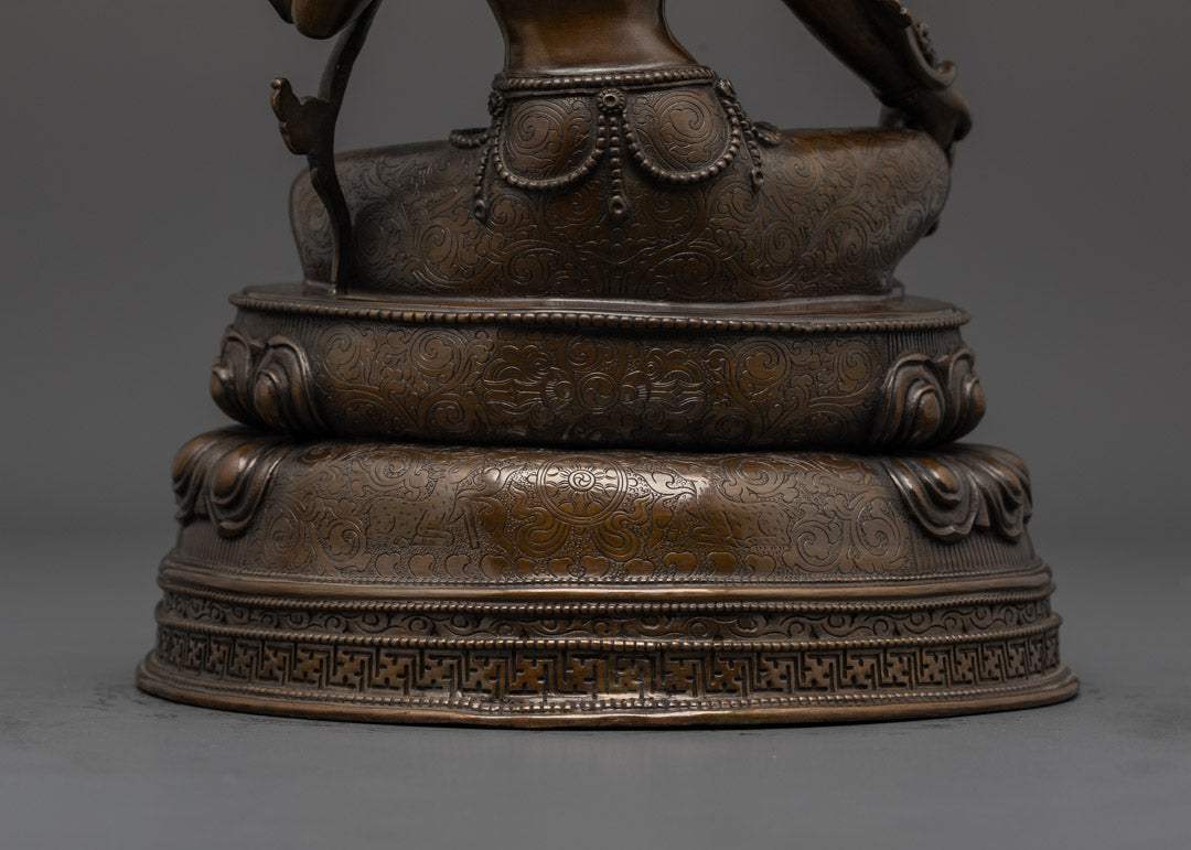 Oxidized Green Tara Statue | Copper Buddhist Idol