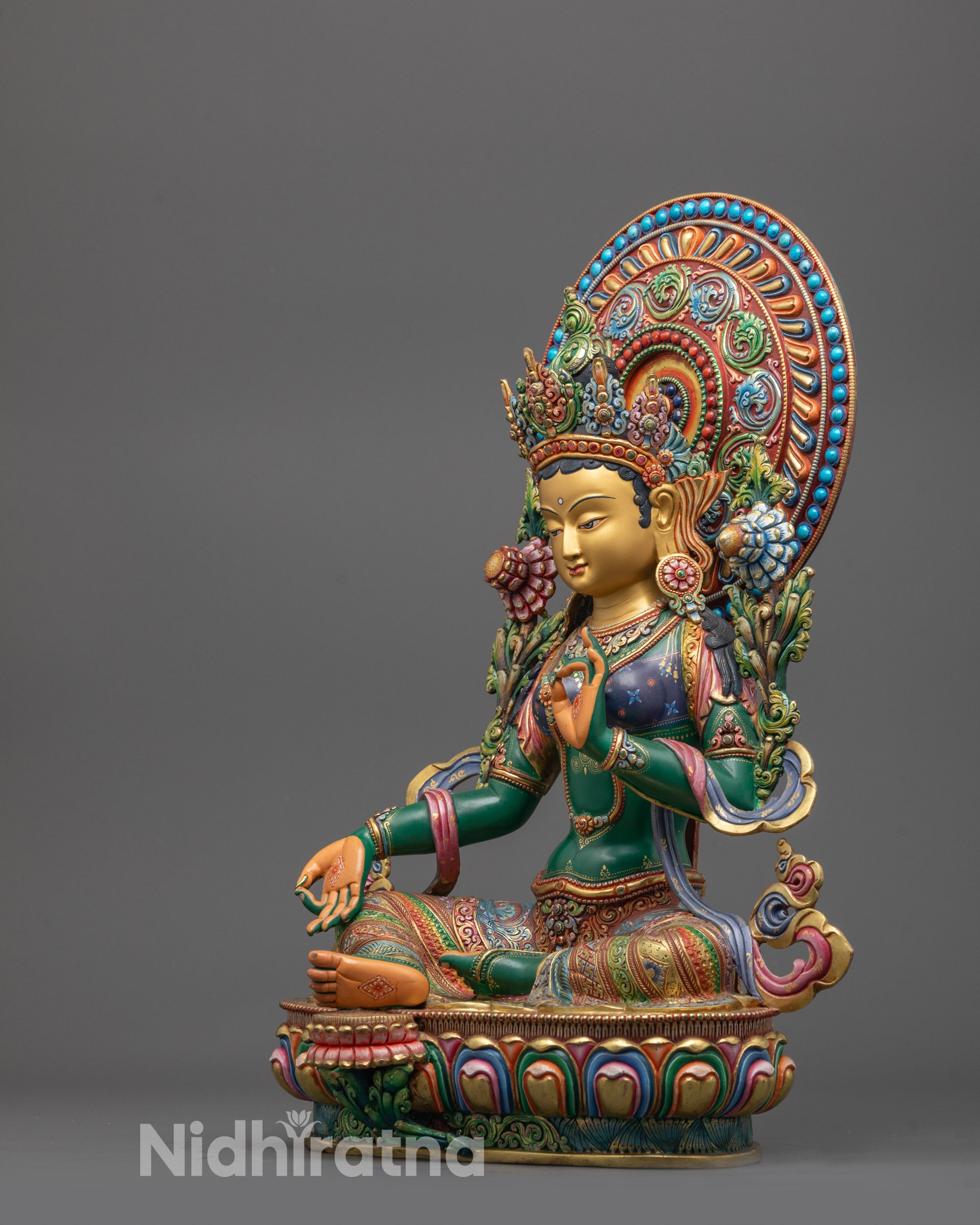 Premium Green Tara Statue for Spiritual Wellness and Fear Removal