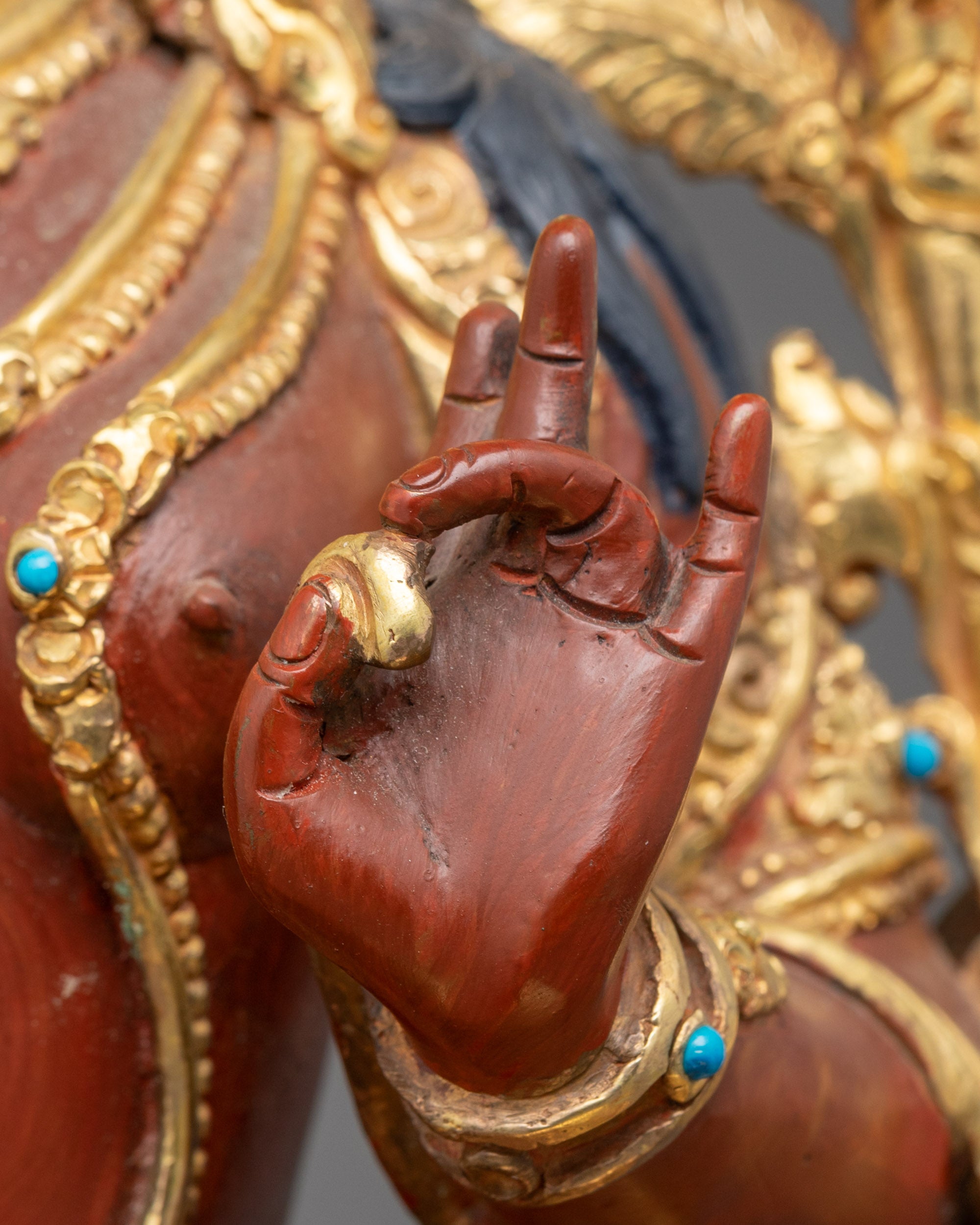 Fire Gold Gilded Green Tara Sculpture | Protective Goddess