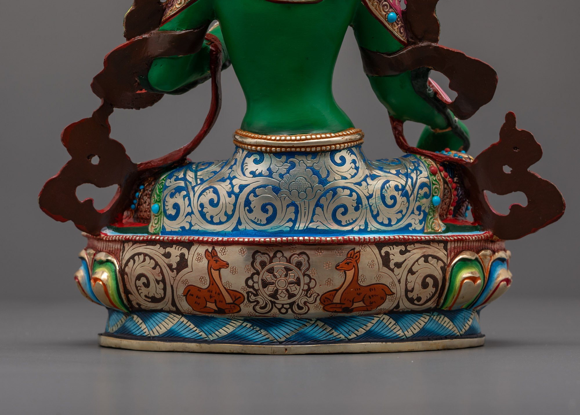 Beautiful Colored Green Tara Statue for Sale