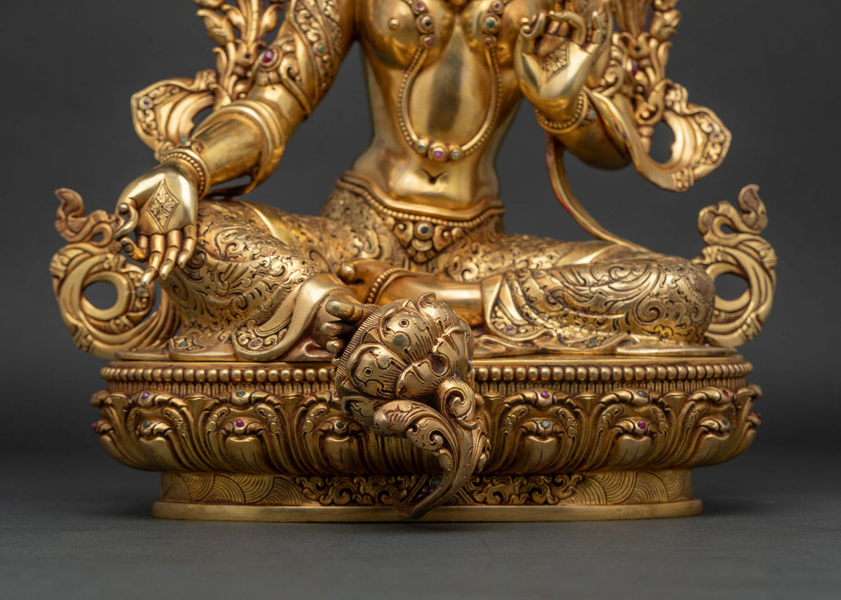 Savior Green Tara Statue | Handcarved Copper Sculpture from Nepal