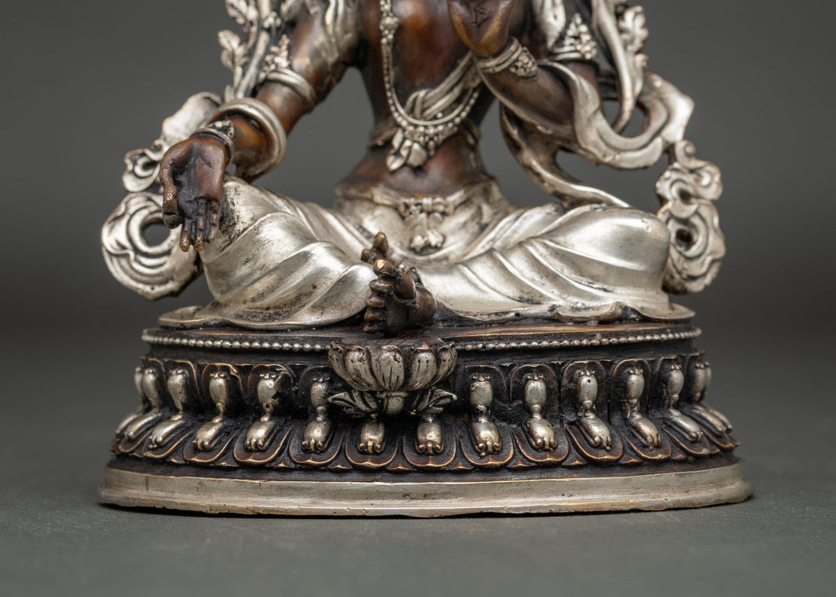 Green Tara Copper Statue In Oxidized Finish | Tibetan Buddhist Figurine