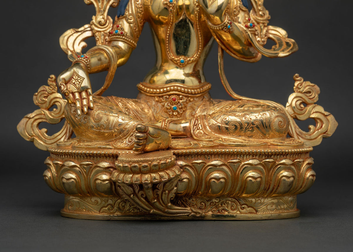 Handcrafted Green Tara Sculpture – Nepali Buddhist Artwork