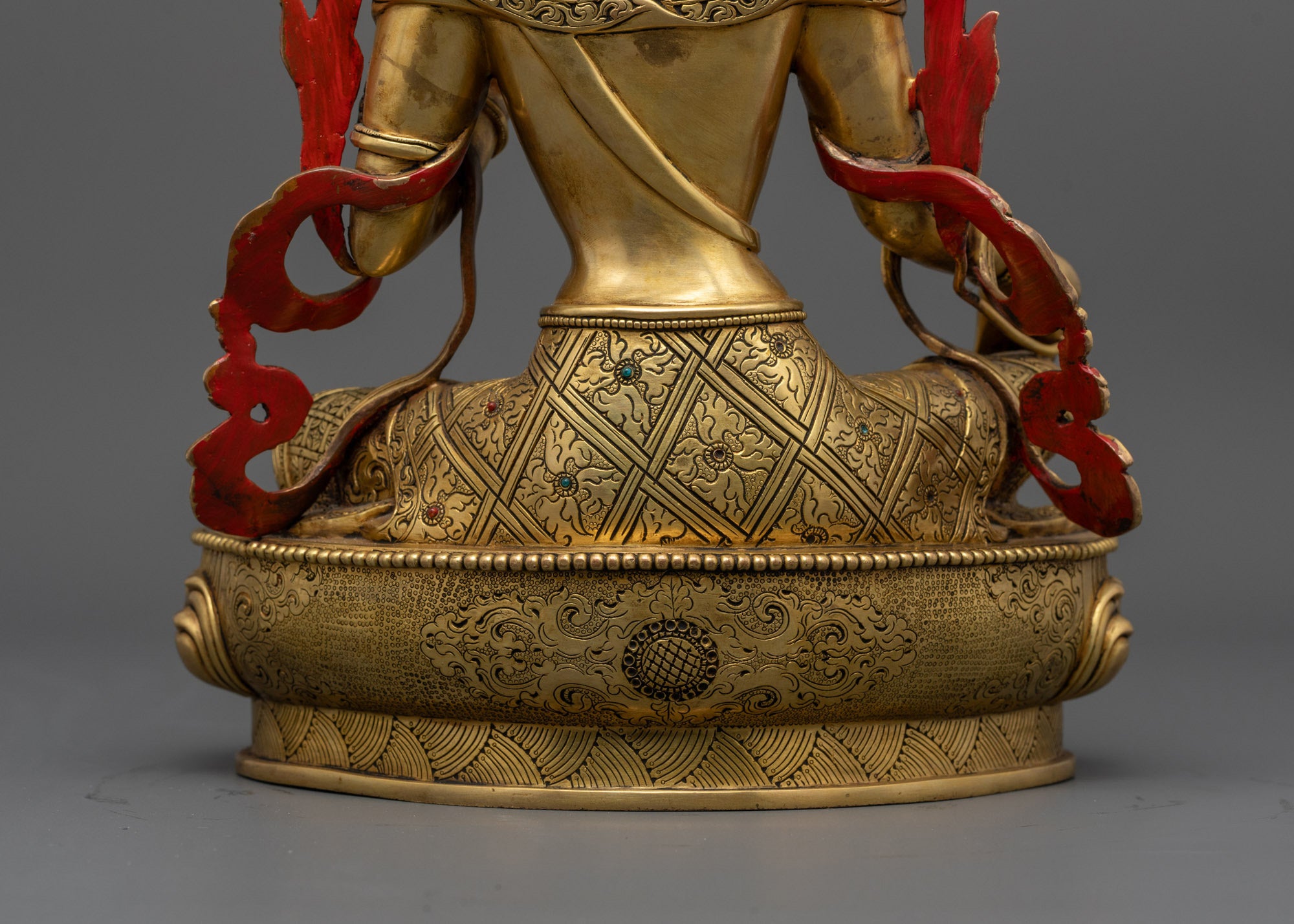 24k Gold Gilded Green Tara Statue | Handmade Copper Statue