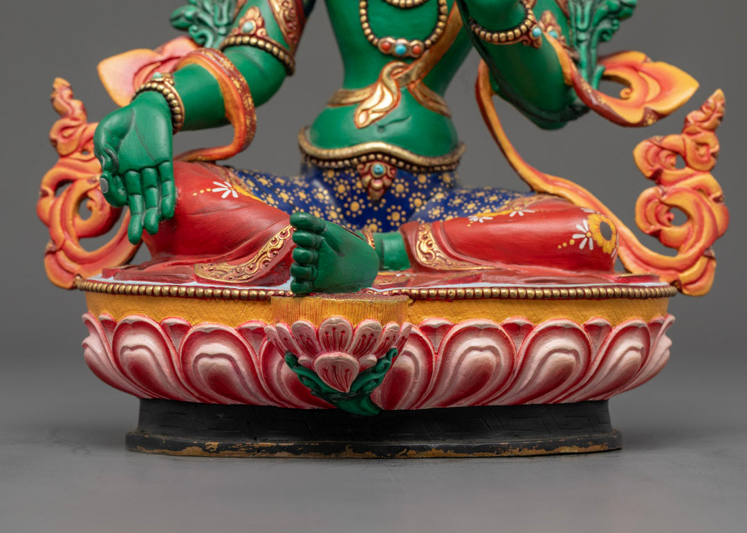 Beautifully Colored Green Tara Statue