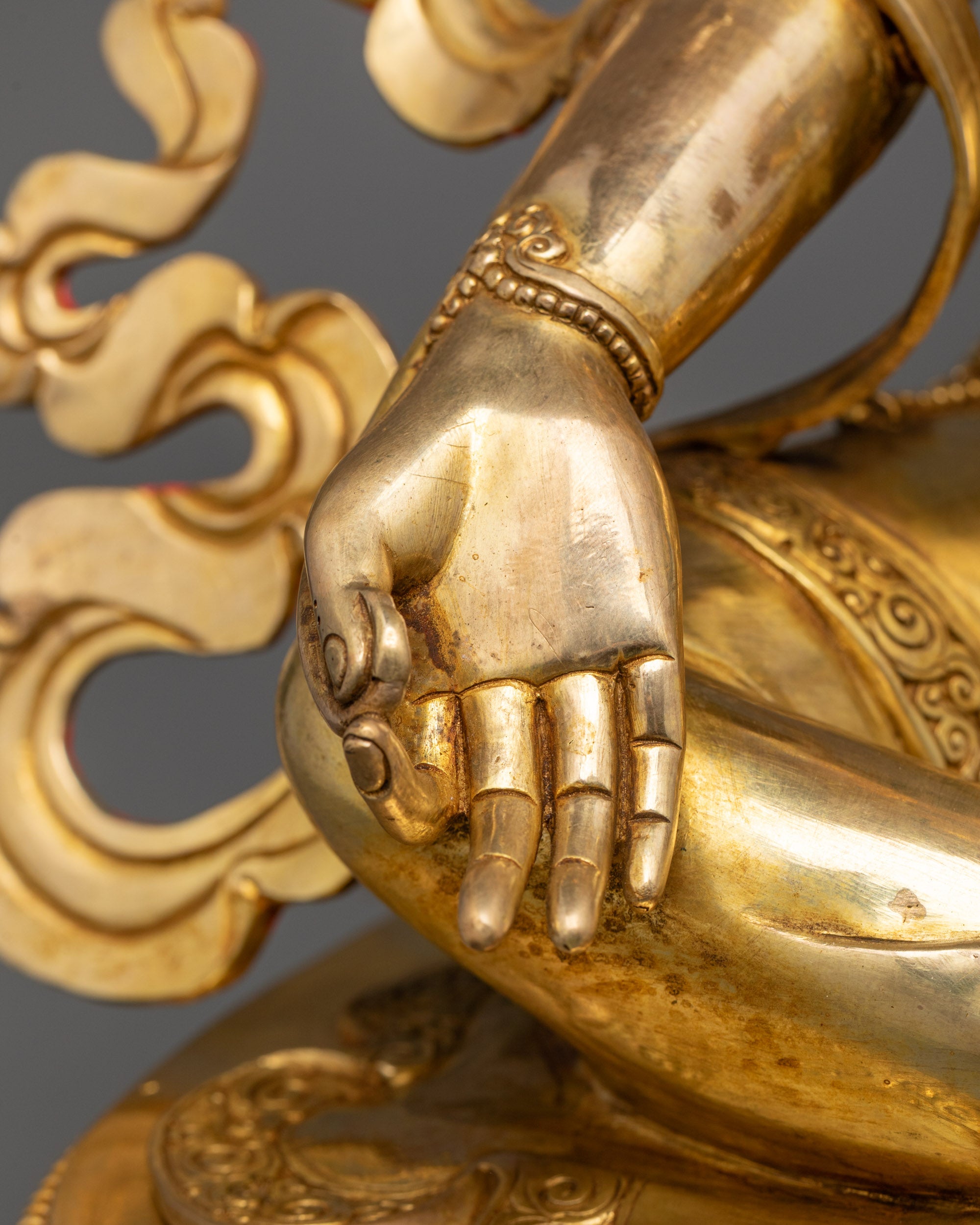 Rear view of Green Tara Statue revealing hollow chamber designed for consecration
