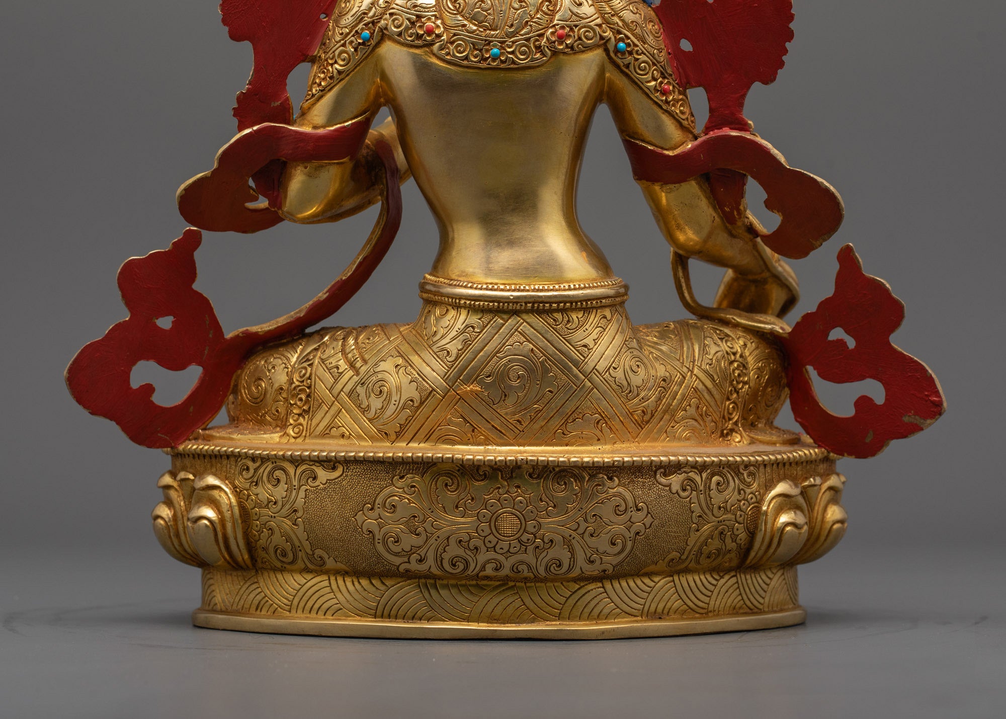 Handmade Green Tara Statue | Fire-Gilded Himalayan Goddess