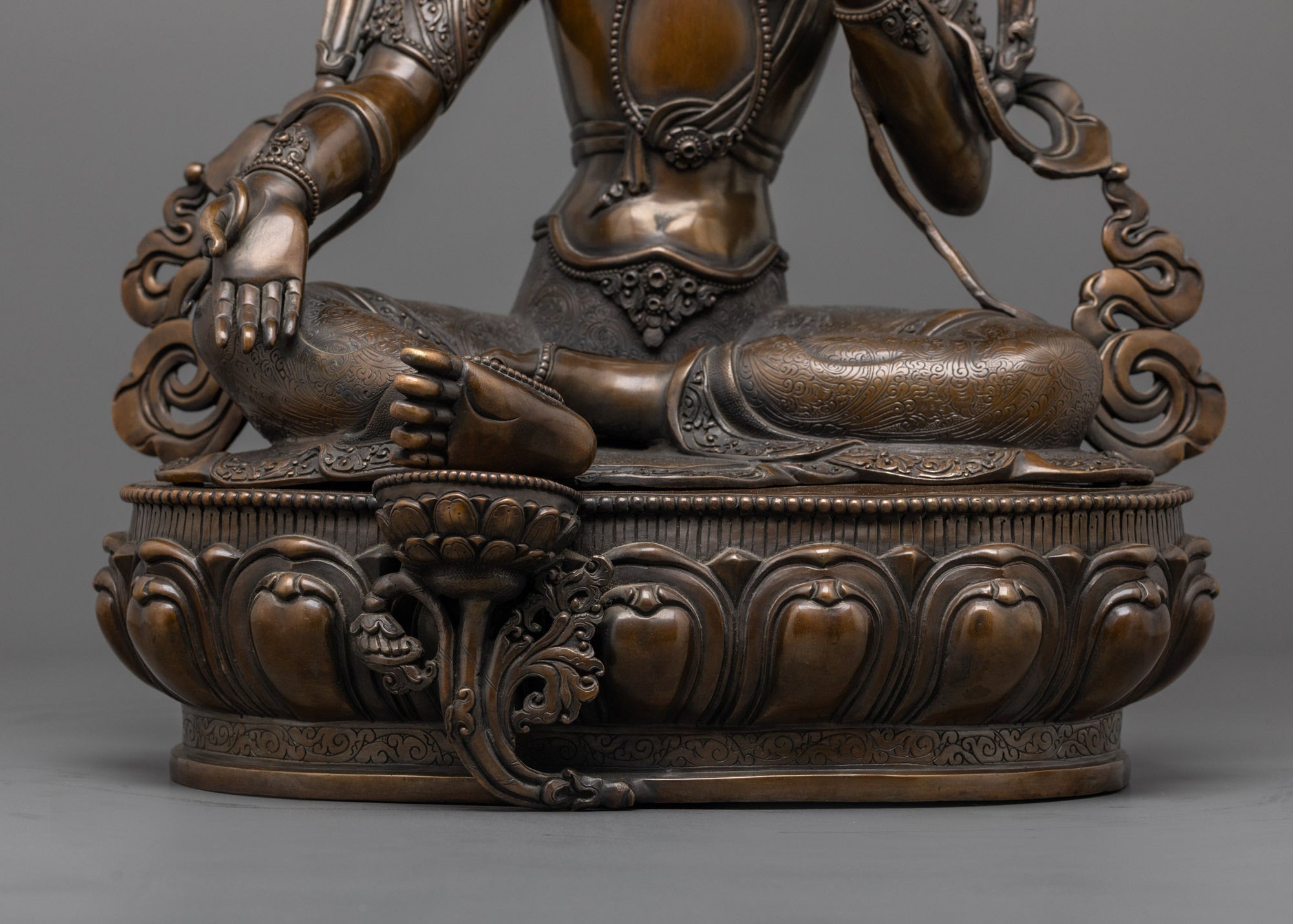 Beautiful Green Tara Statue | Oxidized Copper Buddhist Deity for Altar