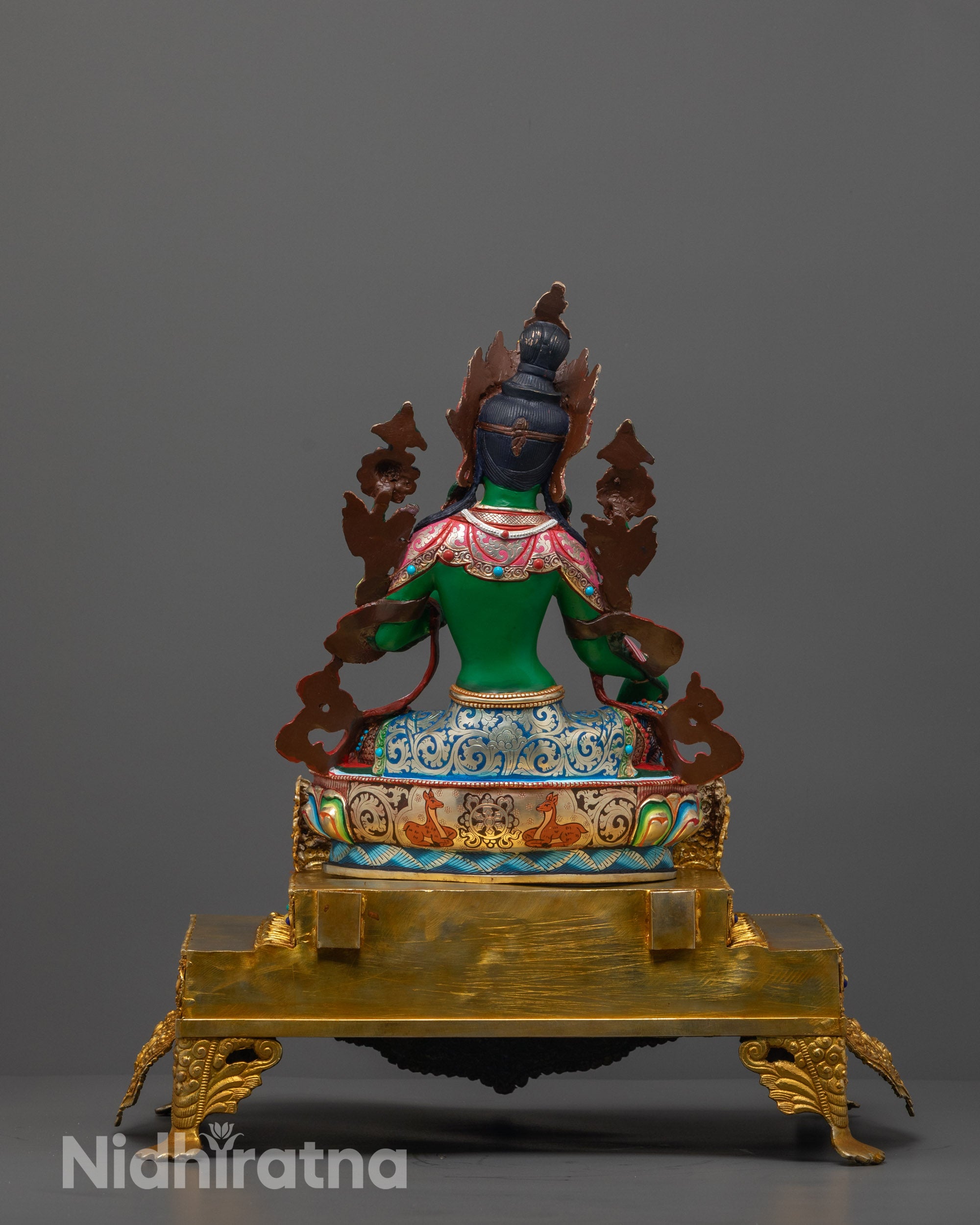 Colored Green Tara Buddhist Statue | Traditional Handcrafted Sculpture