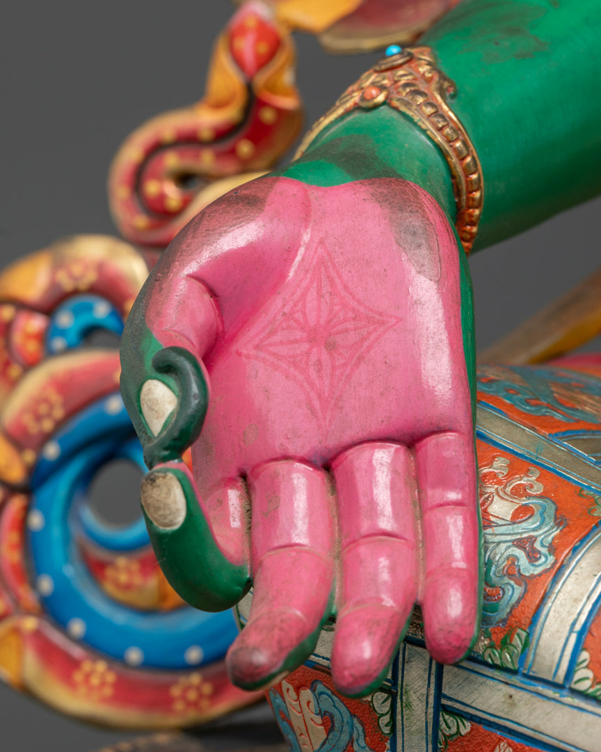 Colored Green Tara Statue: Symbol of Buddhist Compassion