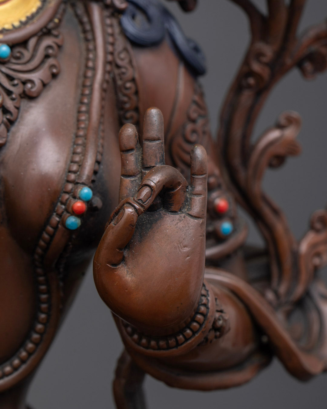 Handcrafted Oxidized Green Tara Statue | Traditional Himalayan Craft