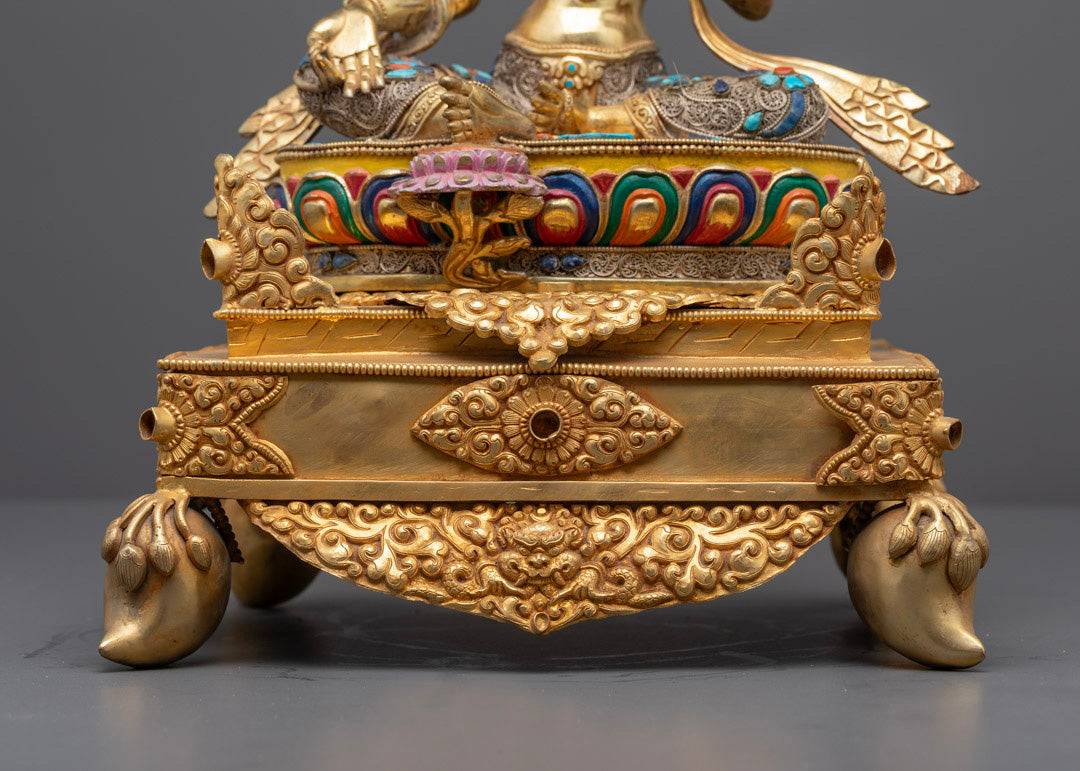 Green Tara Sculpture | Gold Body Buddhist Goddess