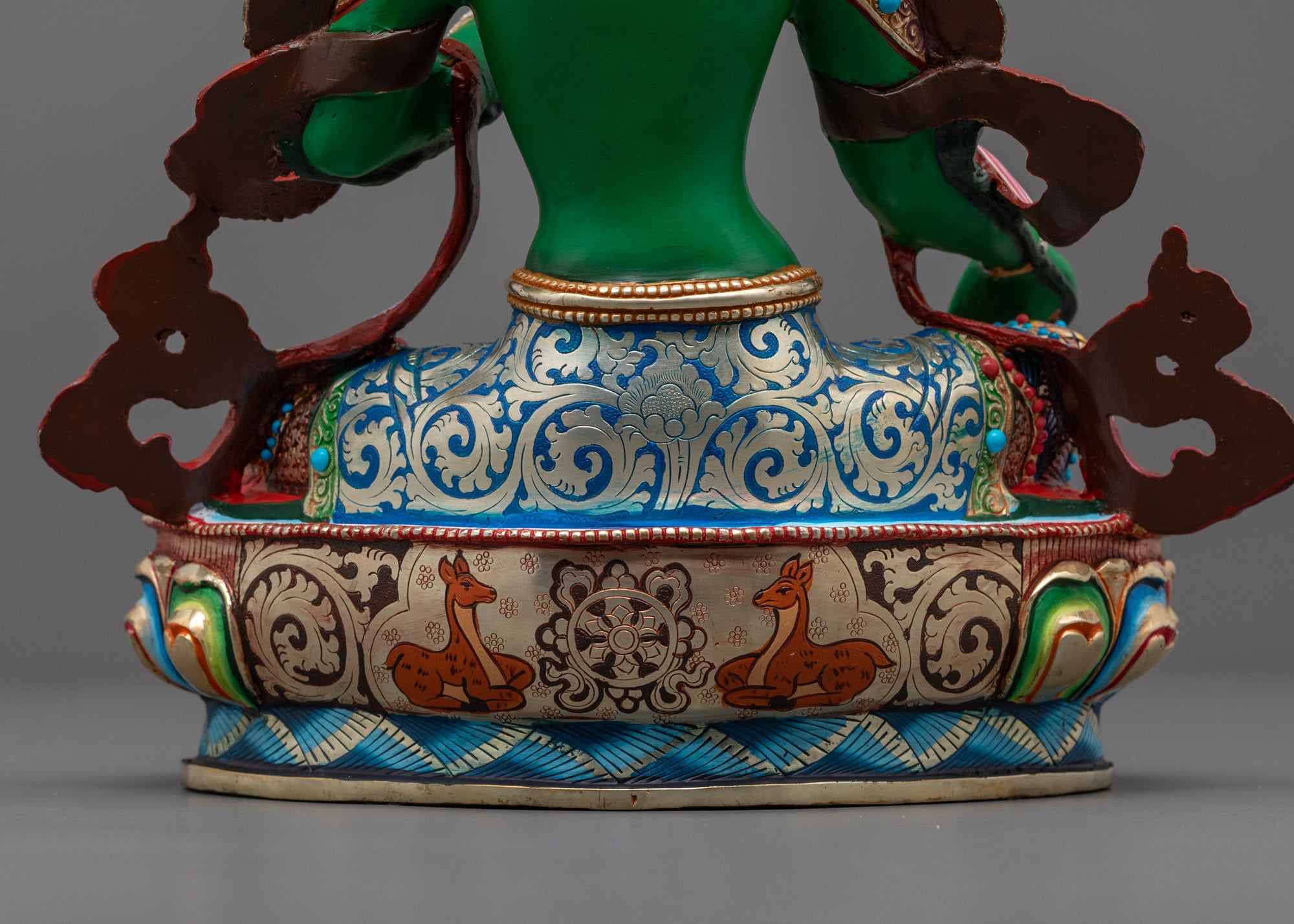 Colored Green Tara Buddhist Statue | Traditional Handcrafted Sculpture