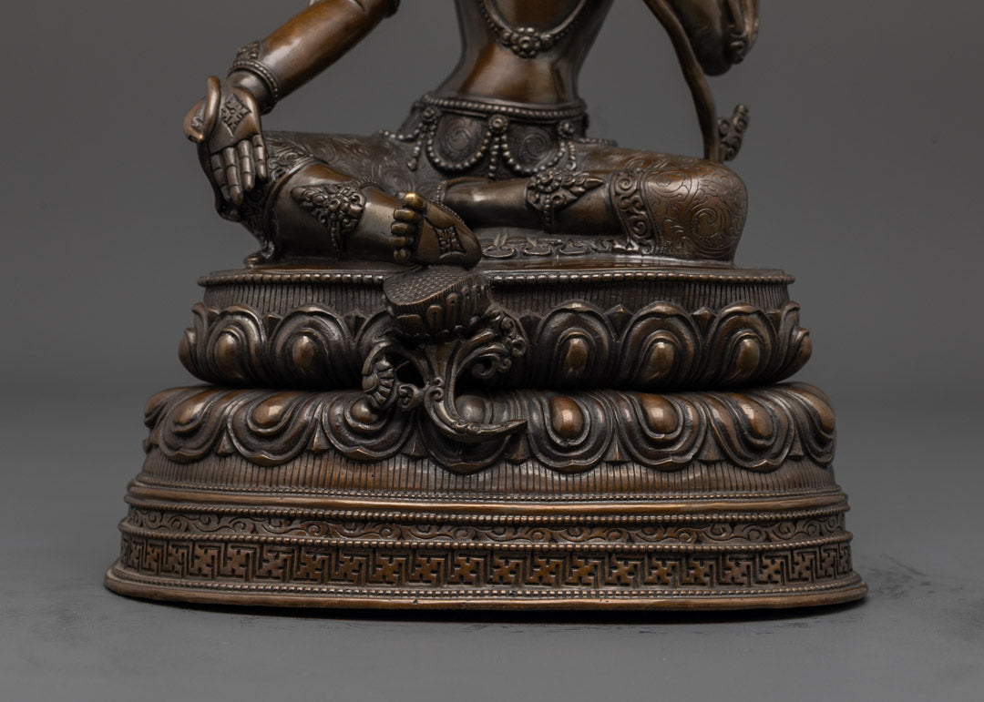 Oxidized Green Tara Statue | Copper Buddhist Idol