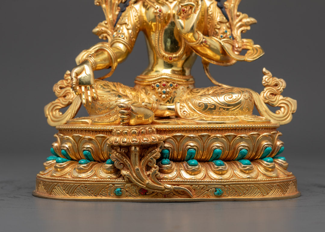 Buddhist Green Tara Statue | Nepalese Hand-Carved Art