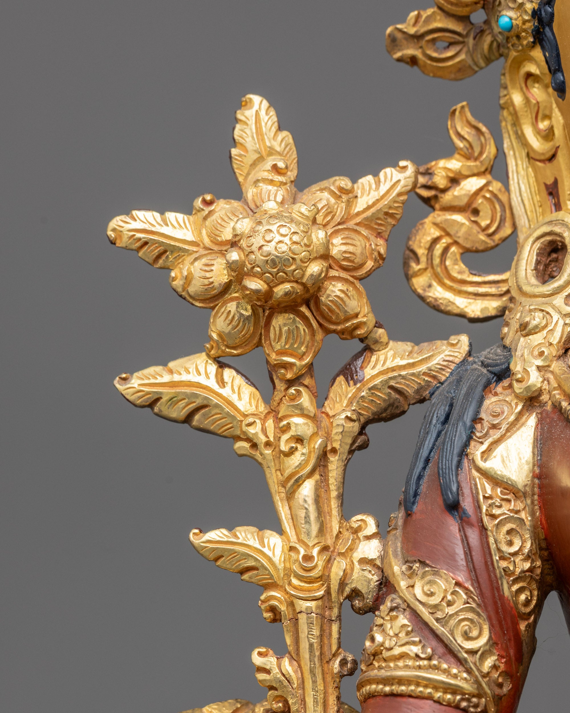 Fire Gold Gilded Green Tara Sculpture | Protective Goddess