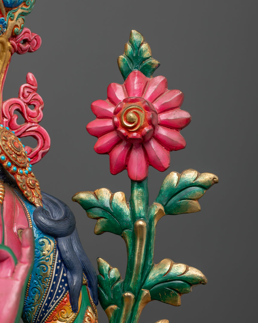 Colored Green Tara Statue: Symbol of Buddhist Compassion