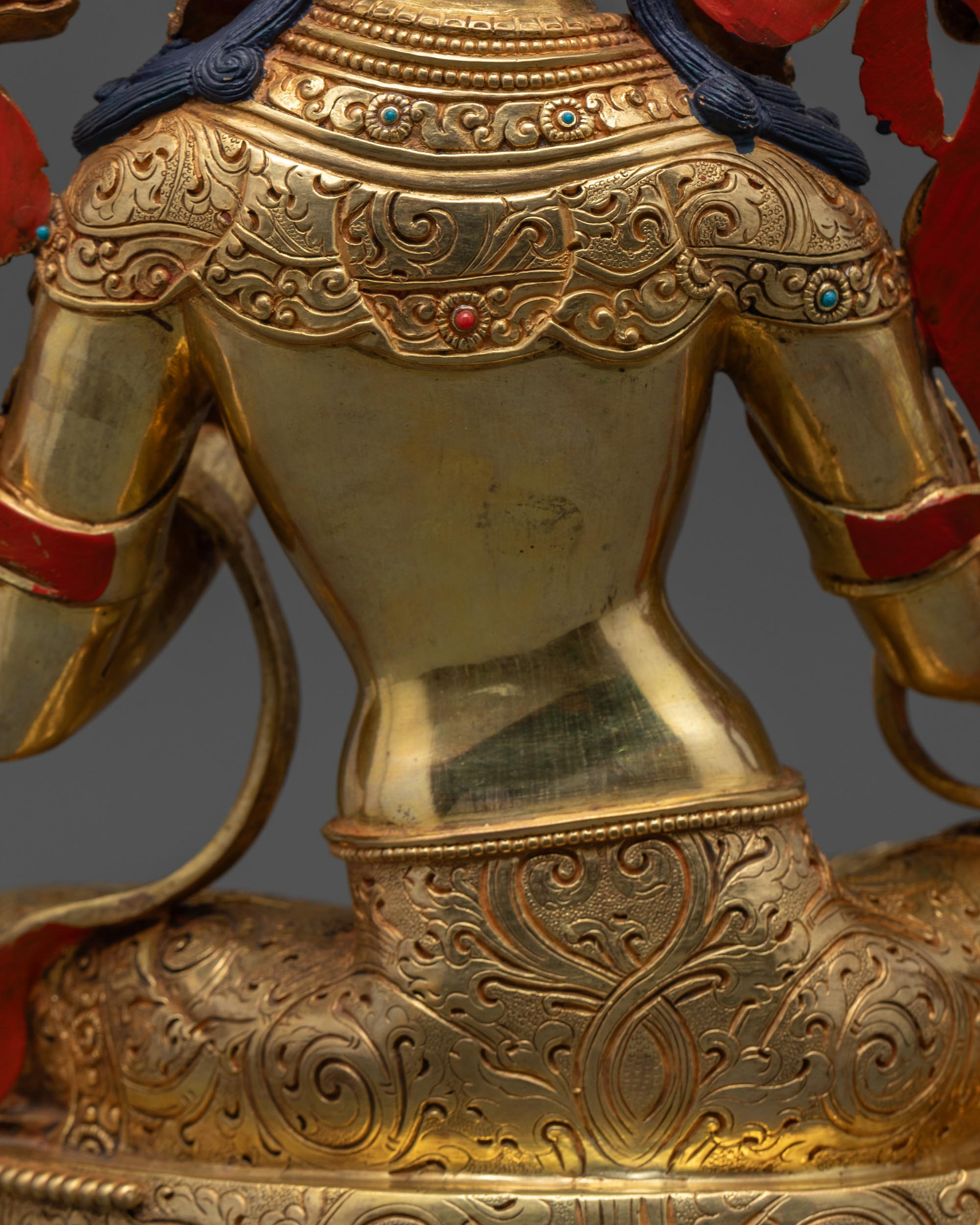 Green Tara Statue | 24K Gold Gilded Buddhist Goddess Sculpture