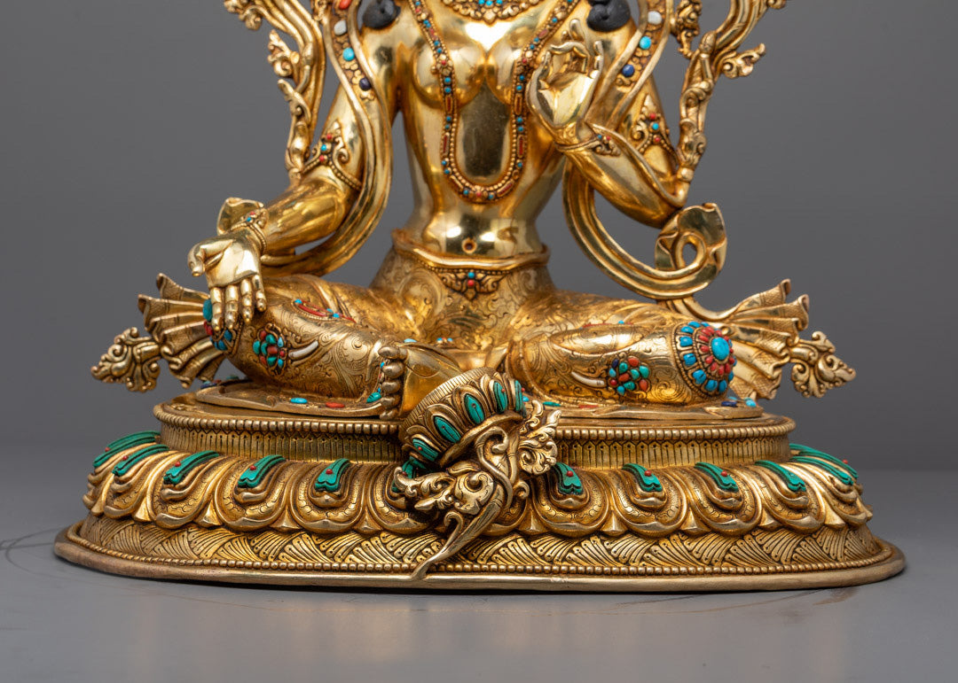 Beautifully Hand-carved Green Tara Sculpture