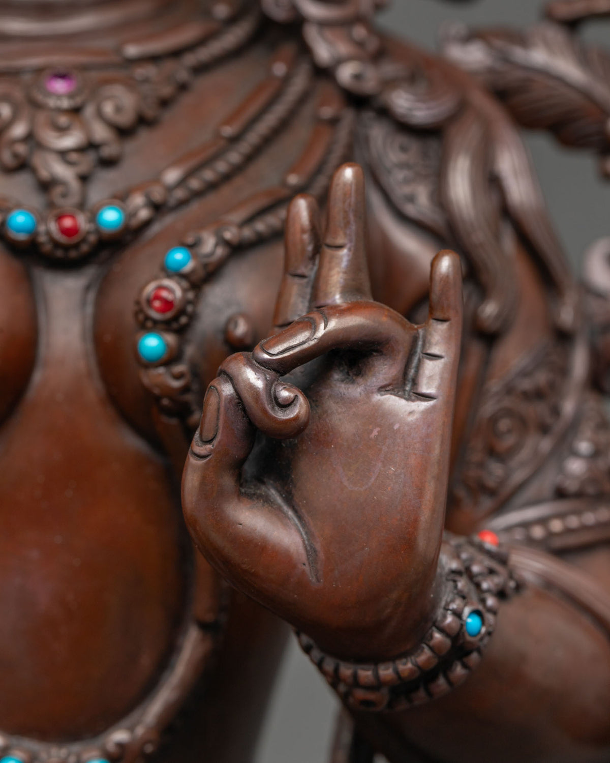 Hand-Painted Oxidized Green Tara Statue