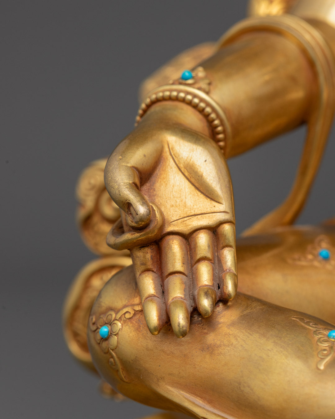 Beautifully Hand-craved Green Tara Sculpture | Traditional Tibetan Art