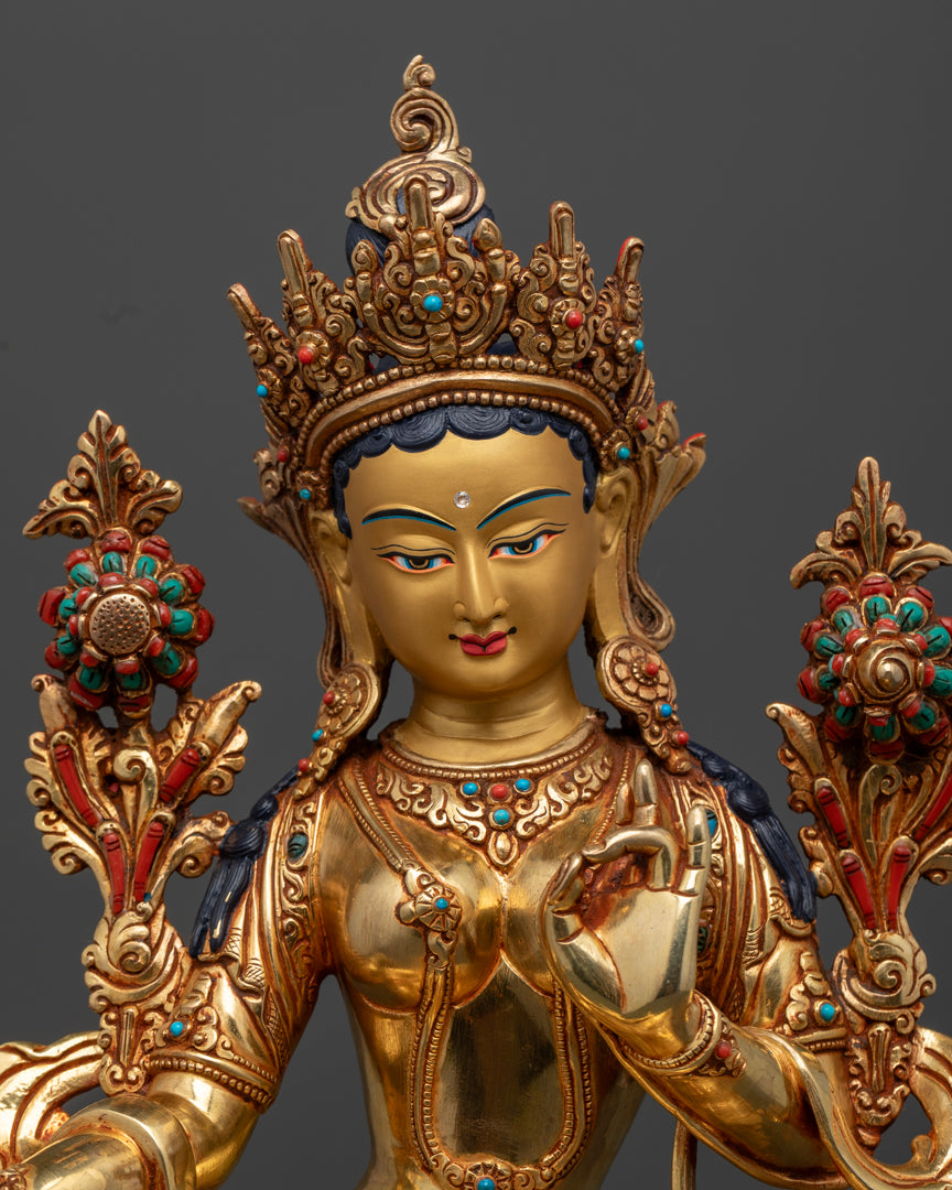 Divine Green Tara Statue | Handcrafted Tibetan Buddhist Deity