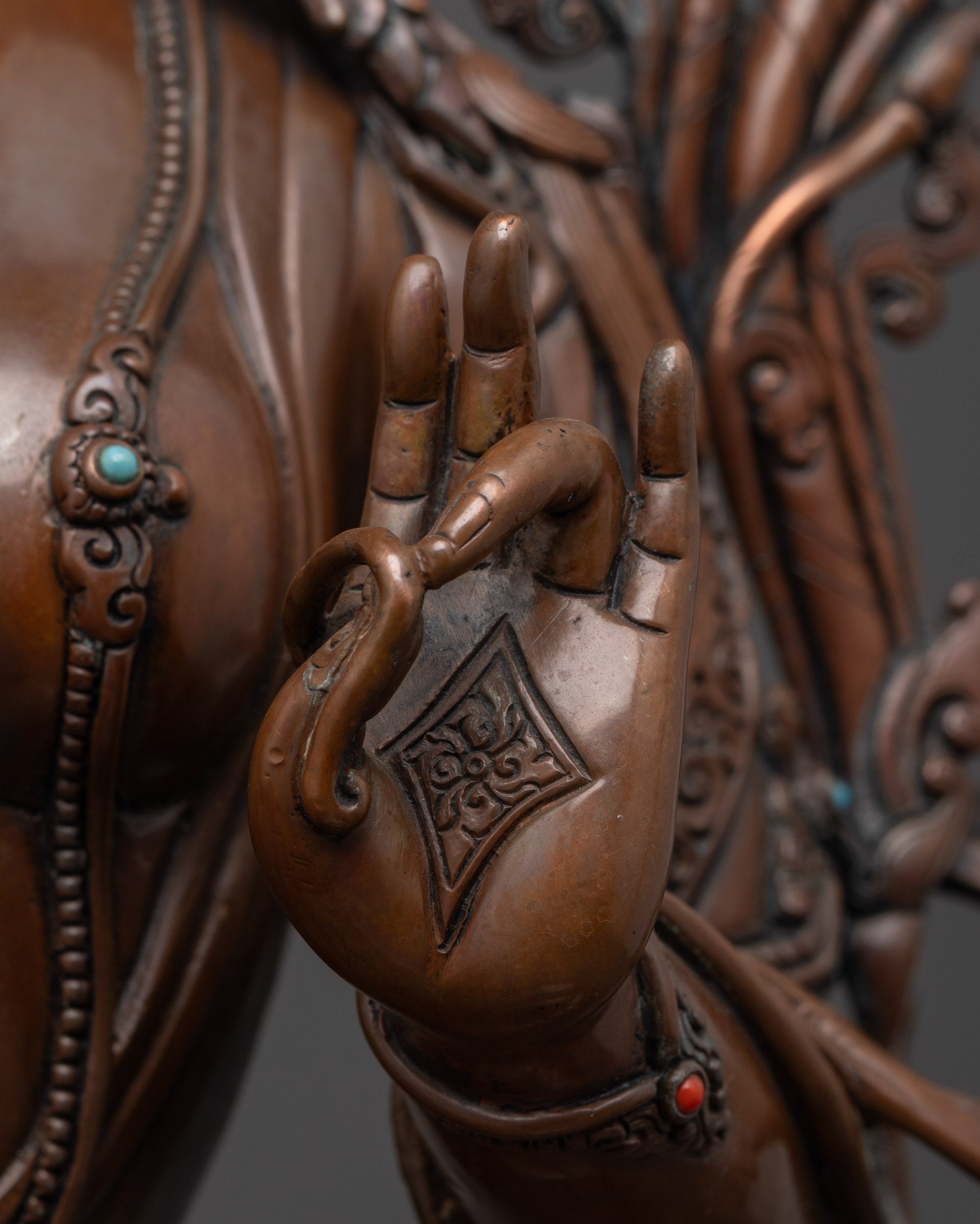 Buddhist Green Tara Statue | Artisan-Oxidized Copper Sculpture
