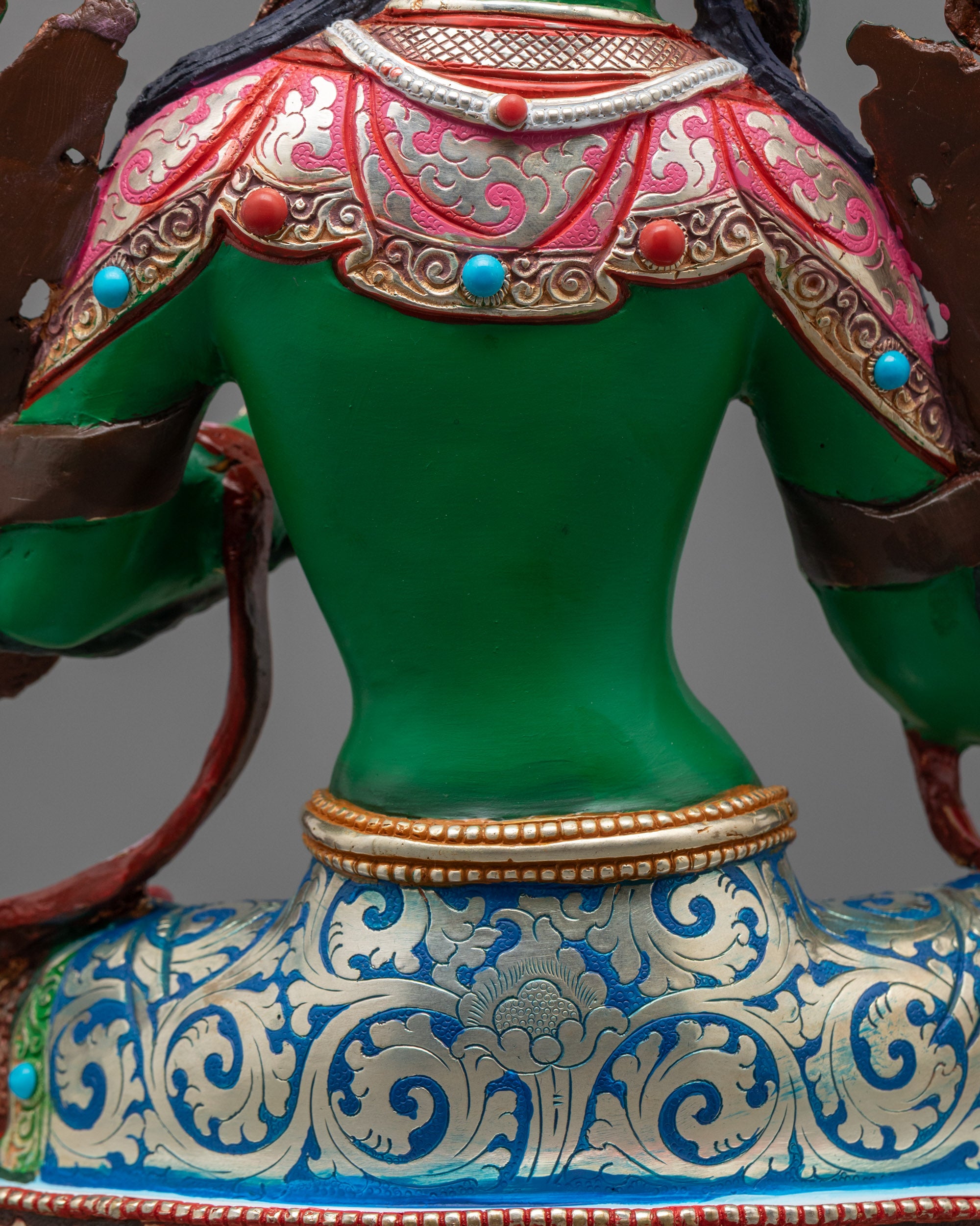 Colored Green Tara Buddhist Statue | Traditional Handcrafted Sculpture